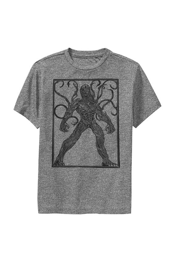 Boy's Marvel Eternals Kro Woodcut Performance Graphic Tee Charcoal Heather X Large
