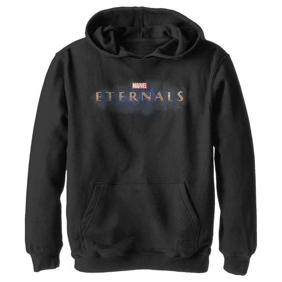 Boy's Marvel Eternals Movie Logo Pull Over Hoodie Black X Large