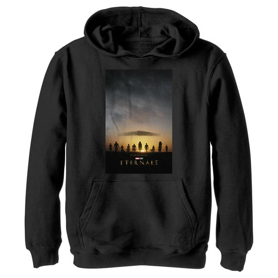 Boy's Marvel Eternals Movie Poster Pull Over Hoodie Black X Large