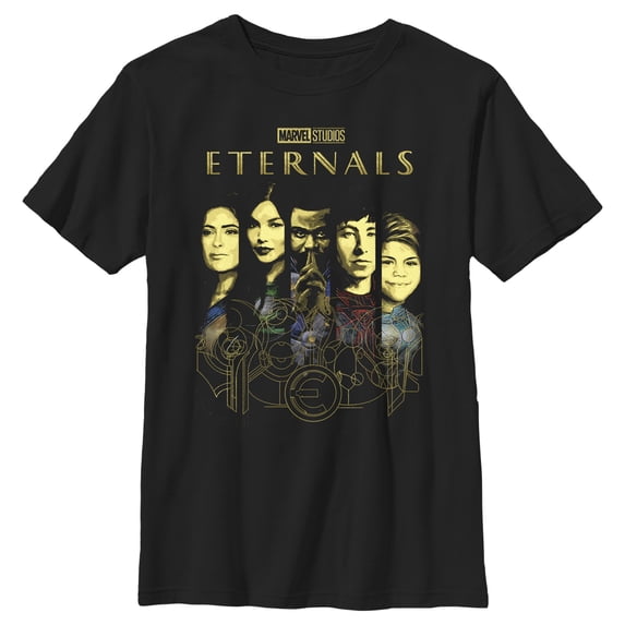 Boy's Marvel Eternals Panel Portraits Graphic Tee Black Medium