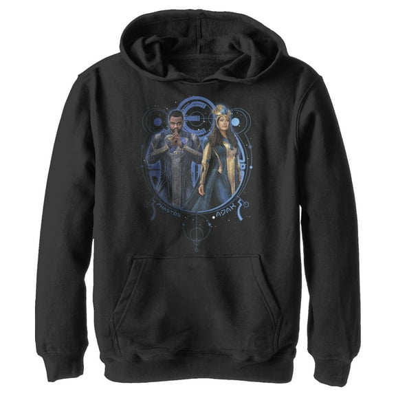 Boy's Marvel Eternals Phastos and Ajak Duo Pull Over Hoodie Black Medium
