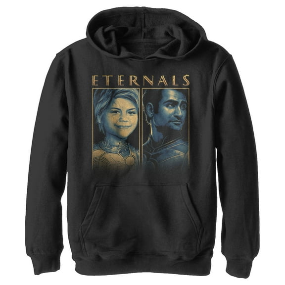 Boy's Marvel Eternals Sprite and Kingo  Pull Over Hoodie Black Medium