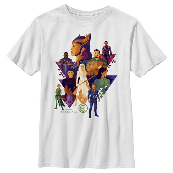 Boy's Marvel Eternals Triangle Portraits  Graphic Tee White Medium