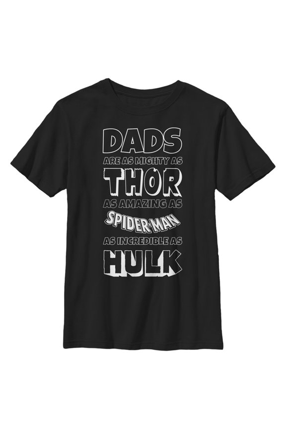 Boy's Marvel Father's Day Avengers Dad Traits Graphic Tee Black Medium