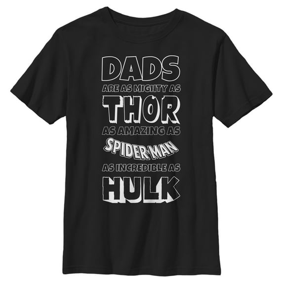 Boy's Marvel Father's Day Avengers Dad Traits Graphic Tee Black X Large