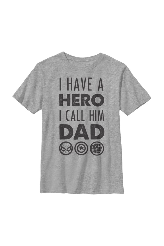 Boy's Marvel Father's Day Avengers Hero Dad  Graphic Tee Athletic Heather Medium