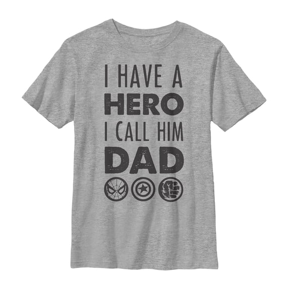 Boy's Marvel Father's Day Avengers Hero Dad Graphic Tee Athletic Heather Medium