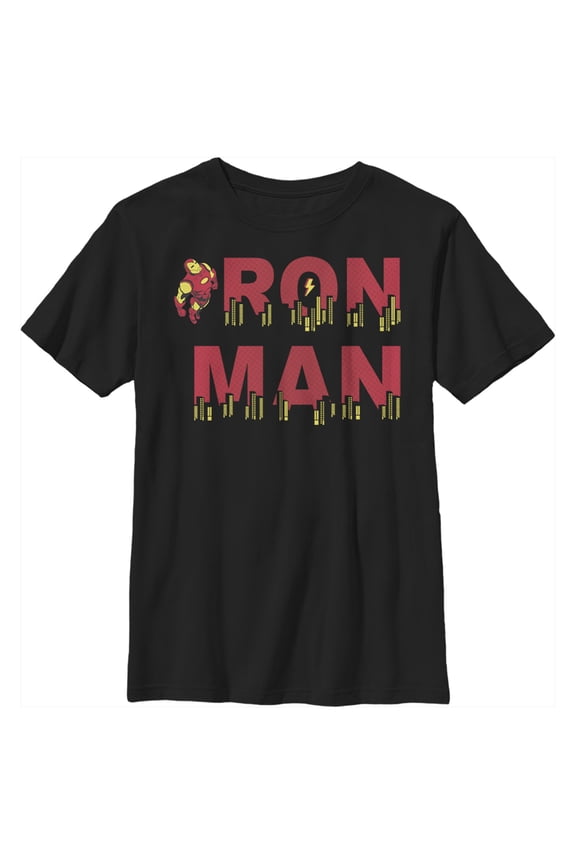 Boy's Marvel Flying Iron Man Graphic Tee Black X Large