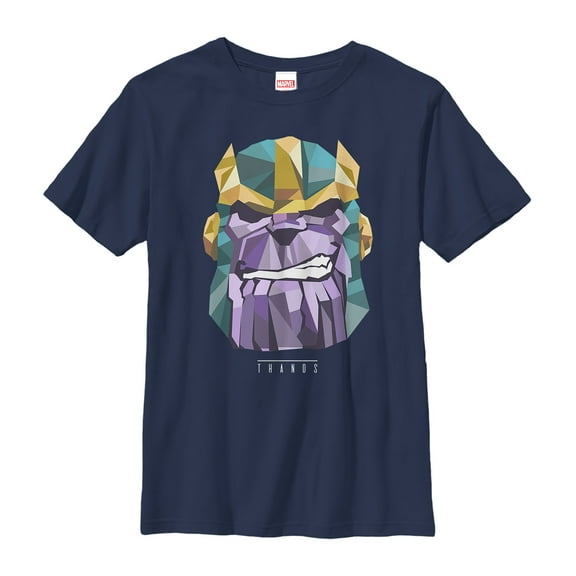 Boy's Marvel Geometric Thanos  Graphic Tee Navy Blue Small