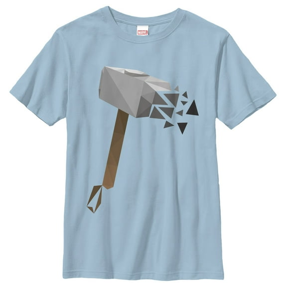 Boy's Marvel Geometric Thor Hammer  Graphic Tee Light Blue X Large