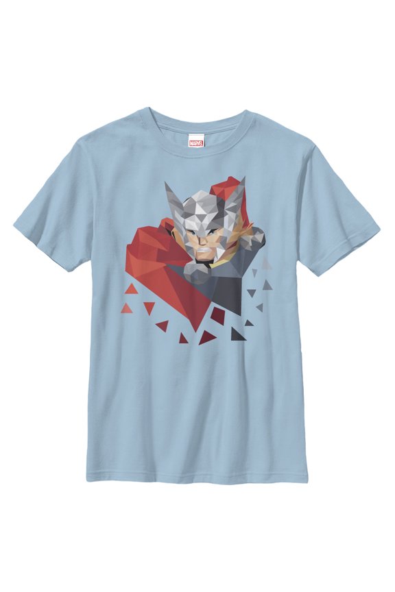 Boy's Marvel Geometric Thor Pieces Graphic Tee Light Blue Large