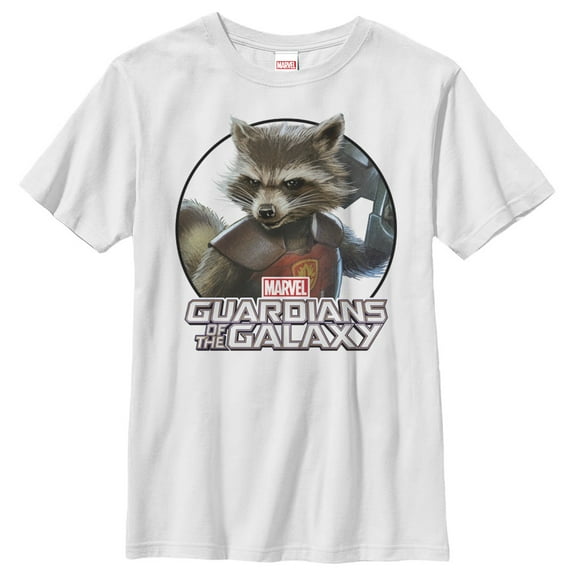Boy's Marvel Guardians of the Galaxy Rocket Circle Graphic Tee White Large