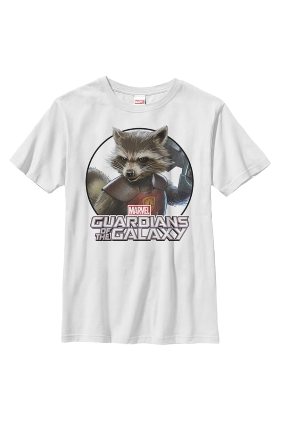 Boy's Marvel Guardians of the Galaxy Rocket Circle Graphic Tee White Medium