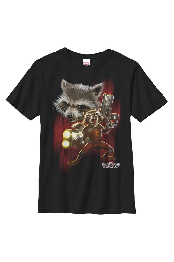 Boy's Marvel Guardians of the Galaxy Rocket Fight Graphic Tee Black Large