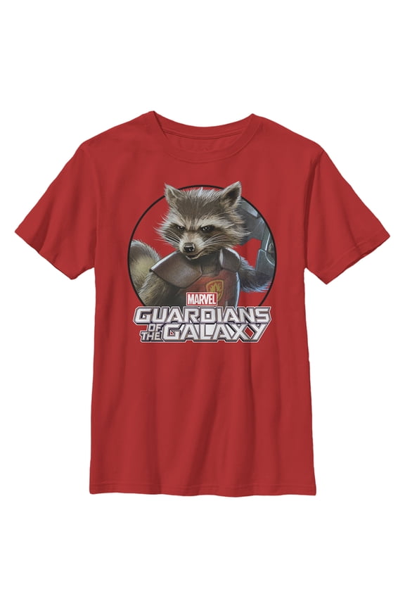 Boy's Marvel Guardians of the Galaxy Rocket Raccoon Portrait  Graphic Tee Red Large