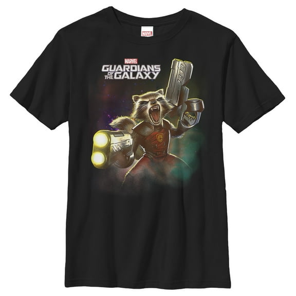 Boy's Marvel Guardians of the Galaxy Rocket Space  Graphic Tee Black Medium