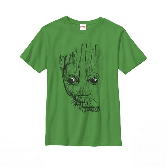 Boy's Marvel Guardians of the Galaxy Vol. 2 Groot Face  Graphic Tee Kelly Green X Large