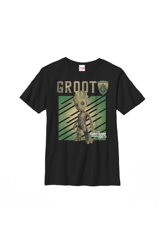 Boy's Marvel Guardians of the Galaxy Vol. 2 Groot Growth  Graphic Tee Black Medium