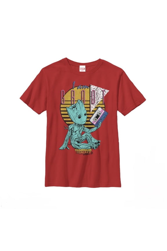 Boy's Marvel Guardians of the Galaxy Vol. 2 Groot Tape  Graphic Tee Red Small