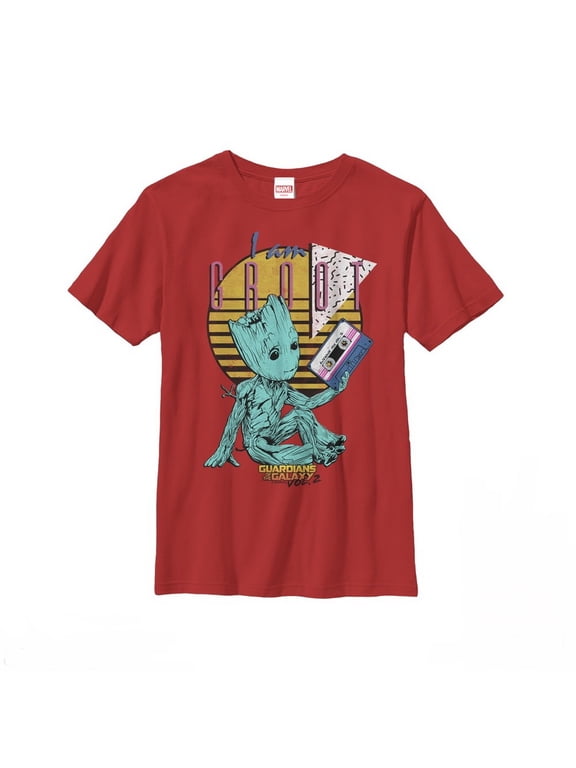 Boy's Marvel Guardians of the Galaxy Vol. 2 Groot Tape Graphic Tee Red X Large