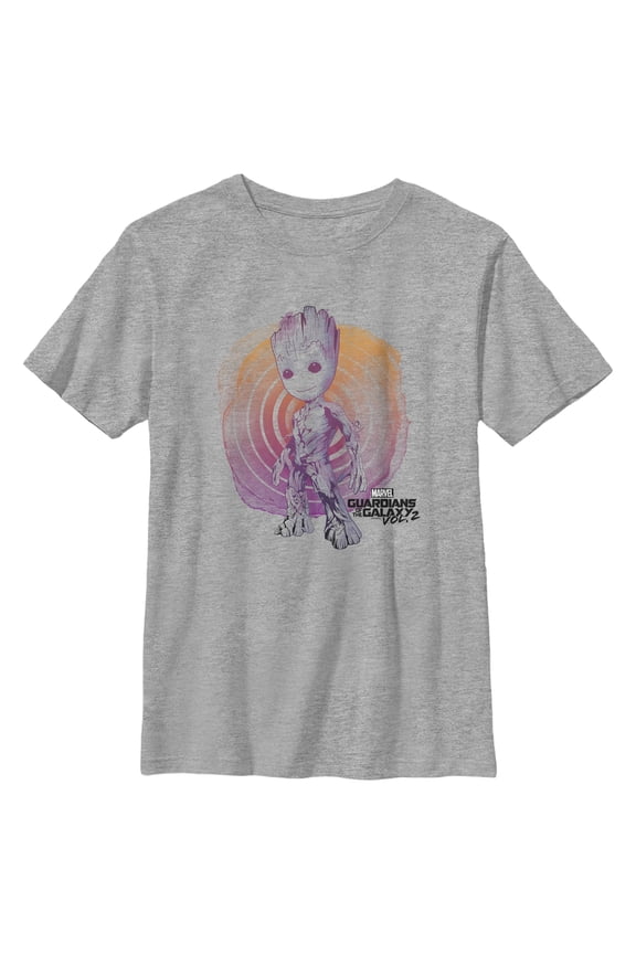 Boy's Marvel Guardians of the Galaxy Vol. 2 Groot Watercolor Swirl Graphic Tee Athletic Heather Large