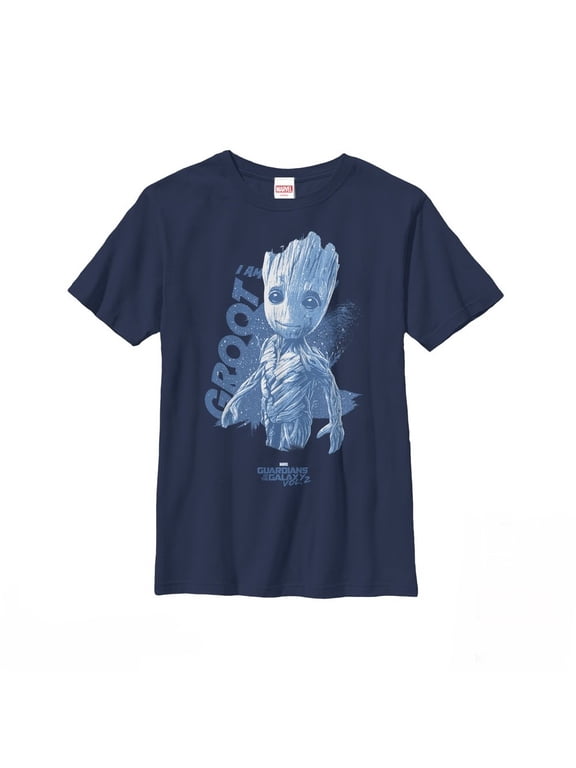 Boy's Marvel Guardians of the Galaxy Vol. 2 I Am Groot Graphic Tee Navy Blue Medium