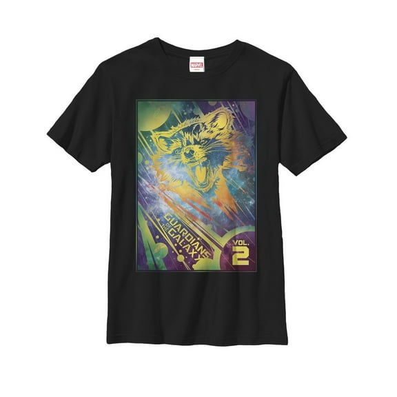 Boy's Marvel Guardians of the Galaxy Vol. 2 Rocket Space  Graphic Tee Black X Small
