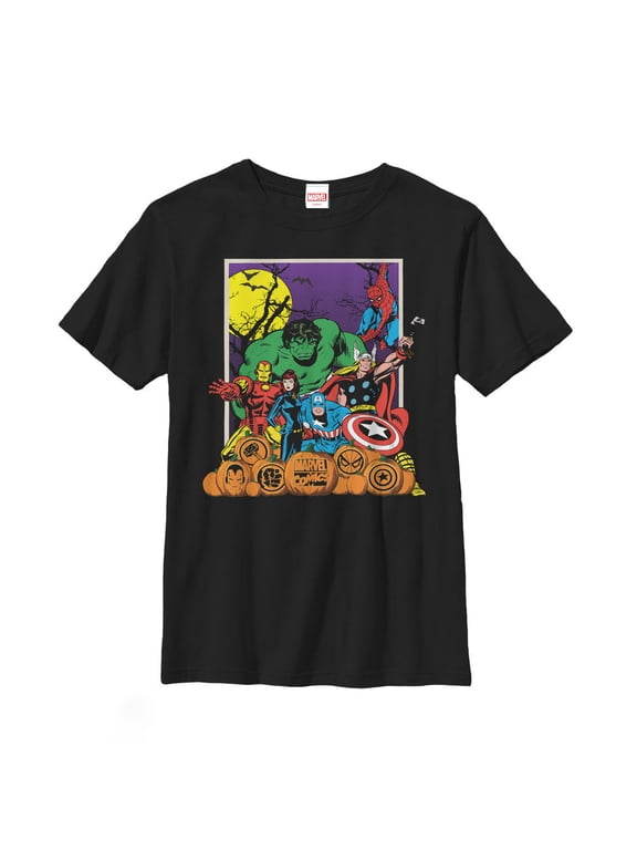 Boy's Marvel Halloween Avengers Scene Graphic Tee Black Medium