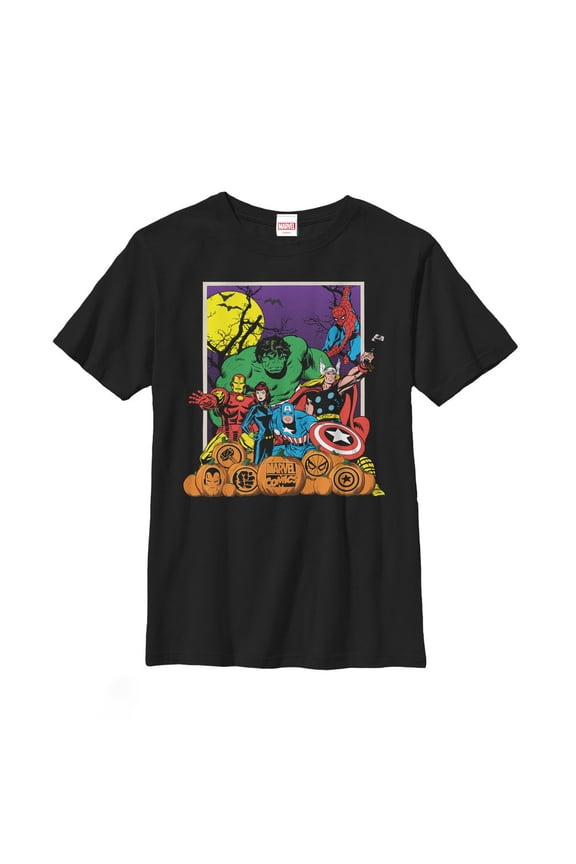 Boy's Marvel Halloween Avengers Scene Graphic Tee Black Small