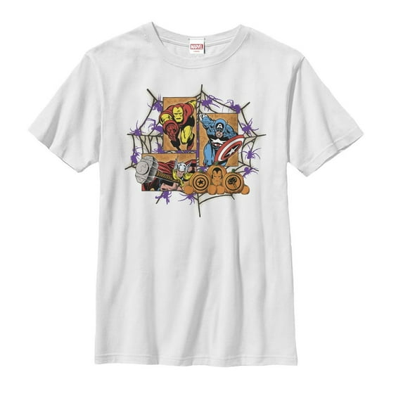 Boy's Marvel Halloween Avengers Web Graphic Tee White Large