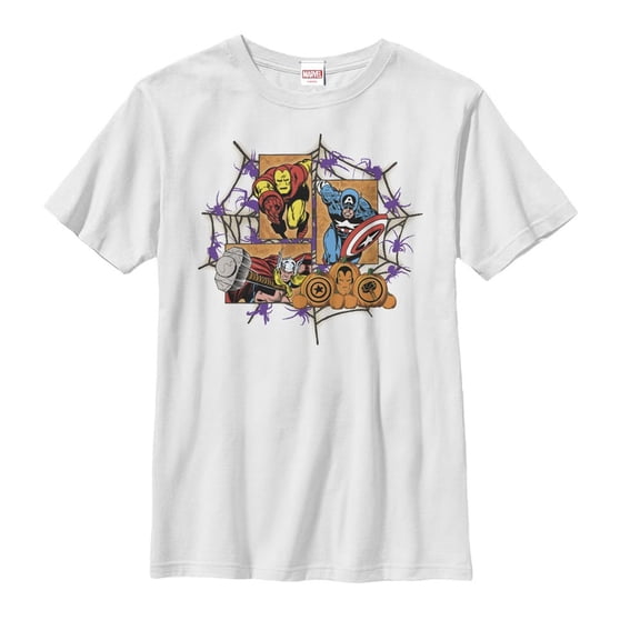 Boy's Marvel Halloween Avengers Web Graphic Tee White X Small