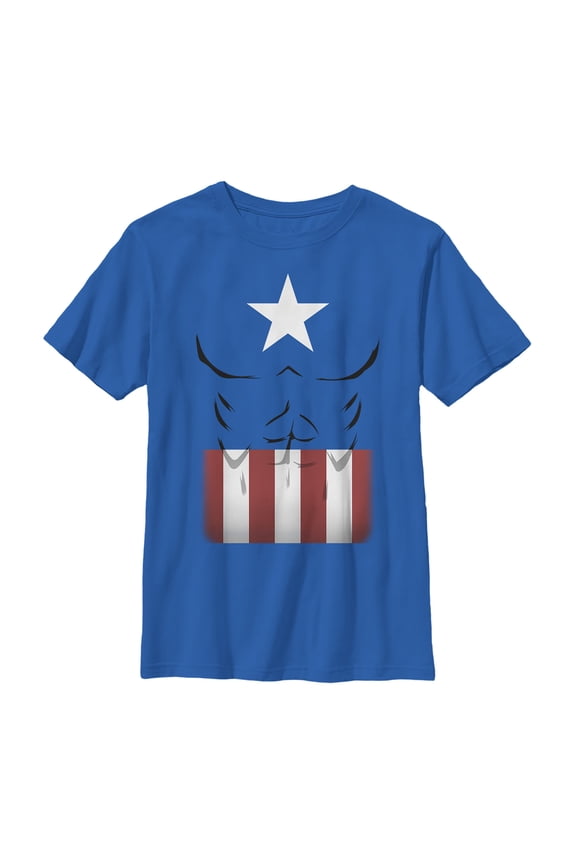 Boy's Marvel Halloween Captain America Costume Graphic Tee Royal Blue Large