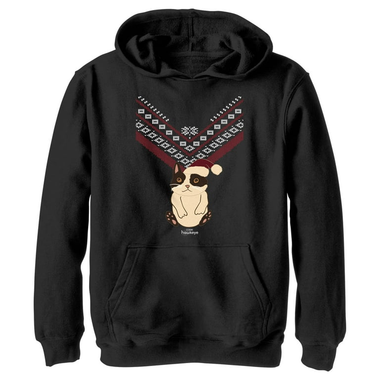 Boy s Marvel Hawkeye Christmas Cateye Pull Over Hoodie Black Small
