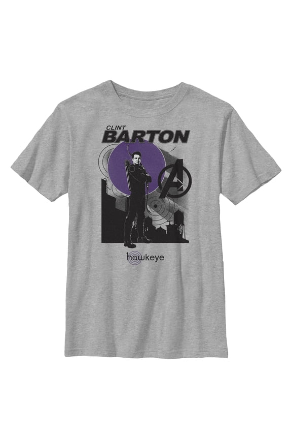 Boy's Marvel Hawkeye Clint Barton Portrait Graphic Tee Athletic Heather Small