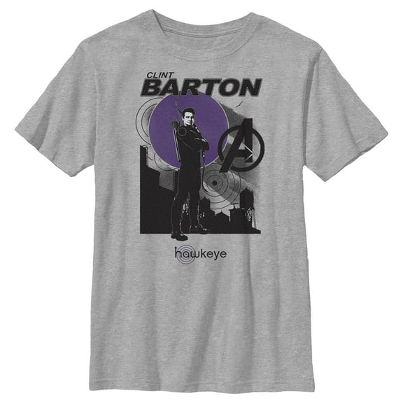 Boy's Marvel Hawkeye Clint Barton Portrait  Graphic Tee Athletic Heather X Large
