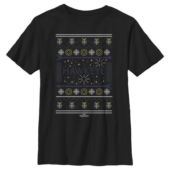 Boy's Marvel Hawkeye Gifts and Arrows Graphic Tee Black Medium