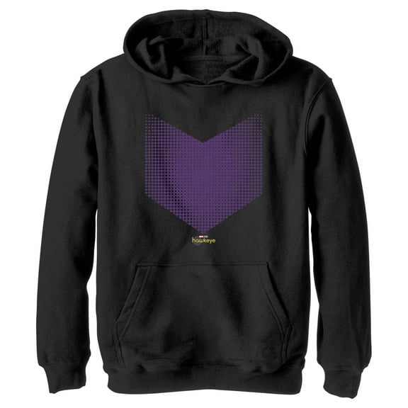 Boy's Marvel Hawkeye Halftone Arrow Icon Pull Over Hoodie Black Medium