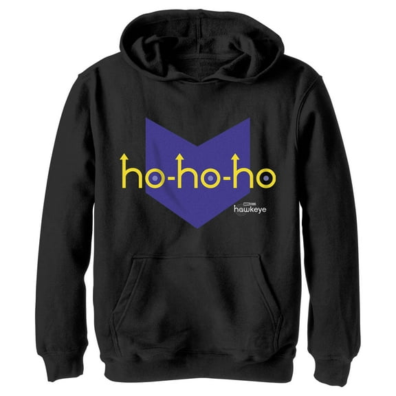 Boy's Marvel Hawkeye HoHo-Arrow Icon  Pull Over Hoodie Black Medium