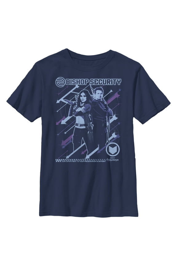 Boy's Marvel Hawkeye Kate Bishop Security Graphic Tee Navy Blue Small