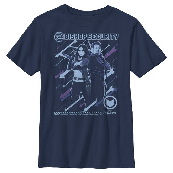 Boy's Marvel Hawkeye Kate Bishop Security Graphic Tee Navy Blue X Large