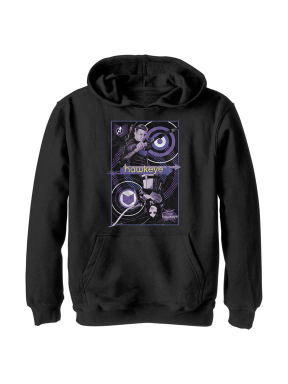 Boy's Marvel Hawkeye King of Arrows Pull Over Hoodie Black Small