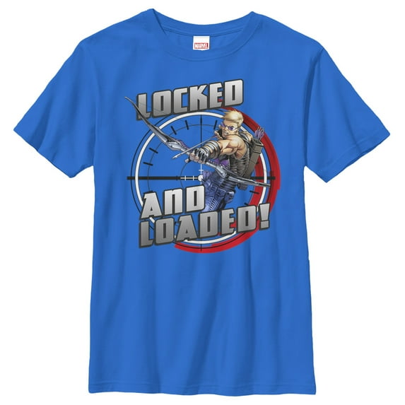 Boy's Marvel Hawkeye Locked and Loaded Graphic Tee Royal X Large