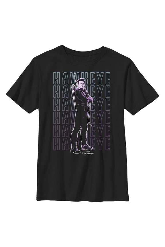 Boy's Marvel Hawkeye Name Stack Graphic Tee Black Large
