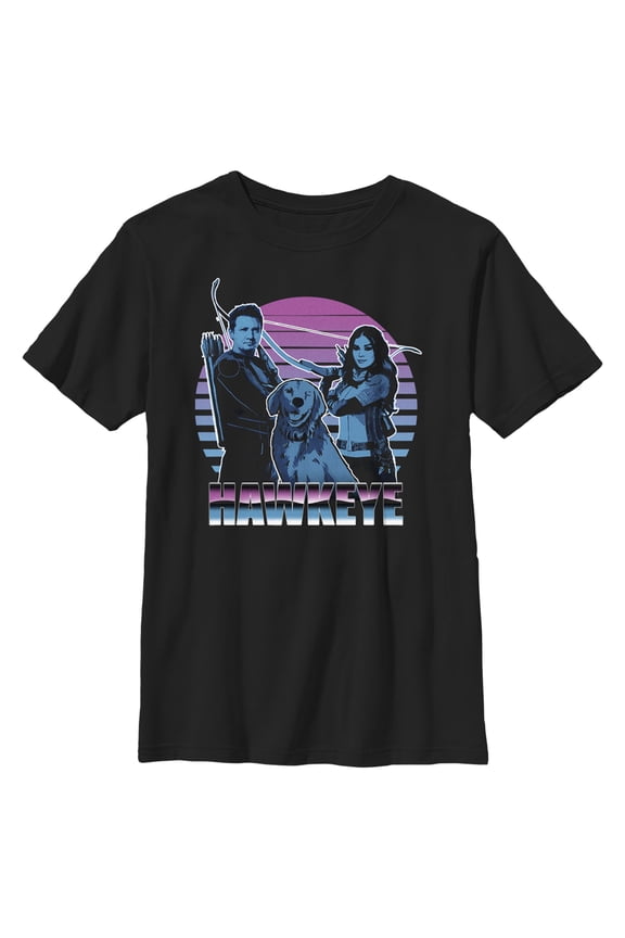 Boy's Marvel Hawkeye Partners and Family Retro Graphic Tee Black Medium