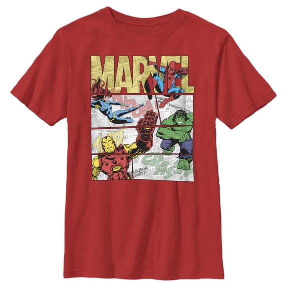 Boy's Marvel Heroic Comic Strip Graphic Tee Red X Large