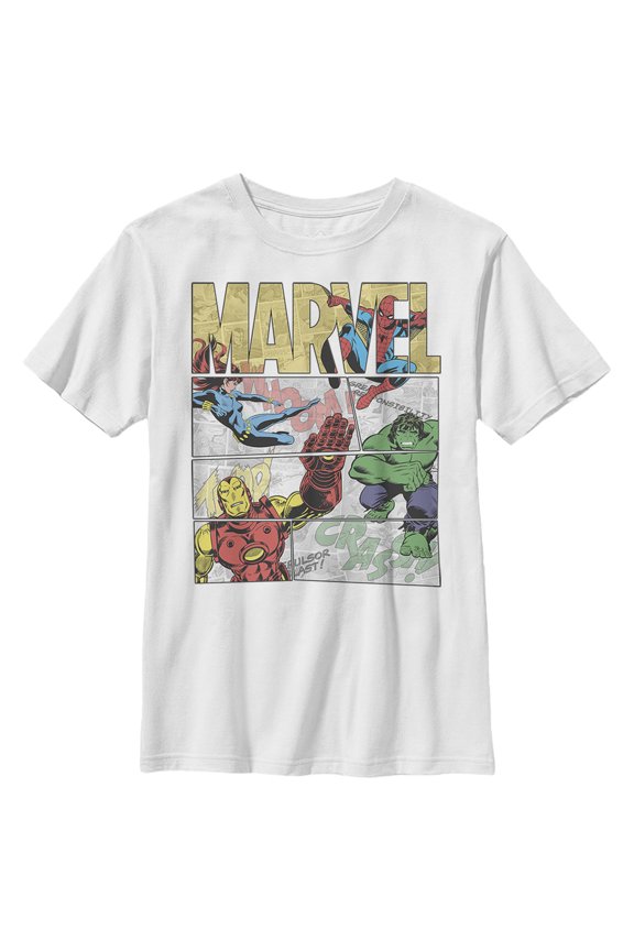 Boy's Marvel Heroic Comic Strip Graphic Tee White X Small