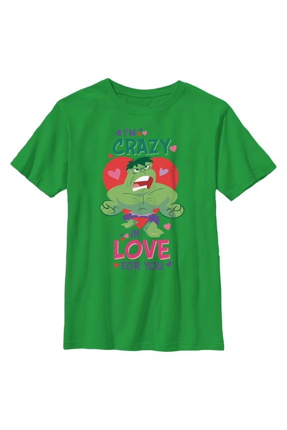 Boy's Marvel Hulk Crazy in Love Graphic Tee Kelly Green X Small