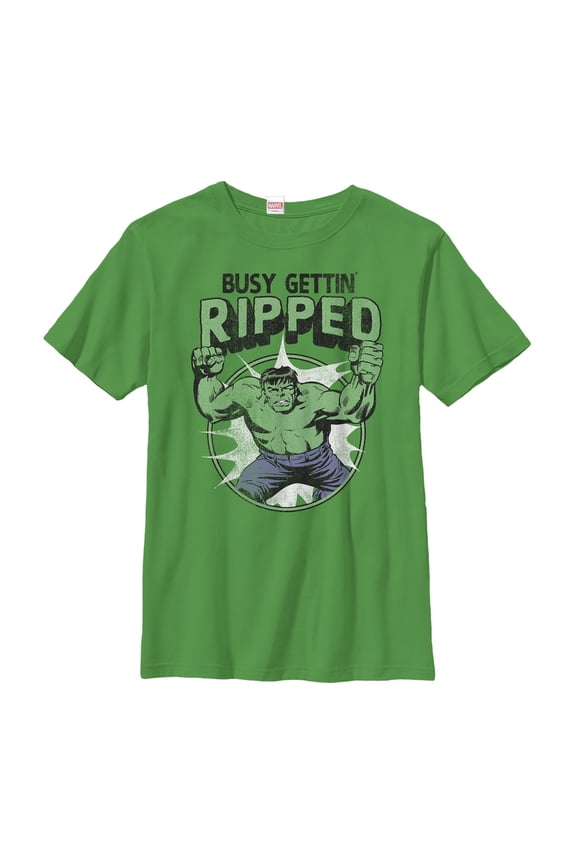 Boy's Marvel Hulk Getting Ripped  Graphic Tee Kelly Green Small