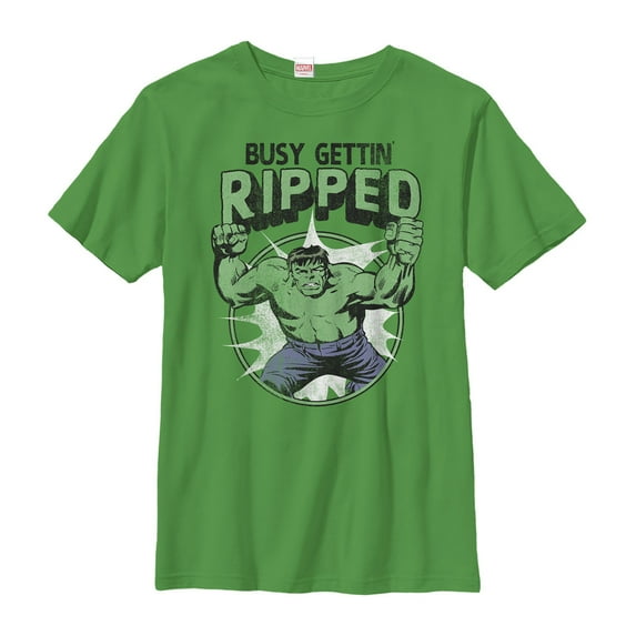 Boy's Marvel Hulk Getting Ripped Graphic Tee Kelly Green X Small