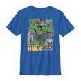 thumbnail image 1 of Boy's Marvel Hulk Gray Grayscale Panels  Graphic Tee Royal Blue Small, 1 of 4